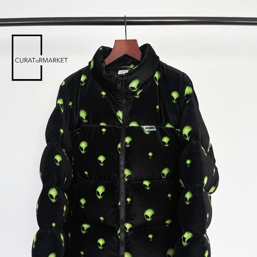 Vetements: RARE Space Alien Head Velvet Down Padded Puffer Jacket FW22